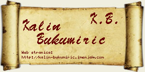 Kalin Bukumirić vizit kartica